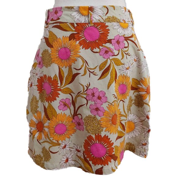 Spartina 449 Linden Skirt Heyward's Rate Gerber Daisy/Daisies Floral Faux Wrap - Picture 6 of 6